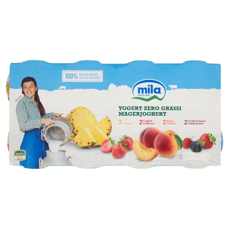 Mila Yogurt Zero Grassi Frutti Assortiti, 8x125 g